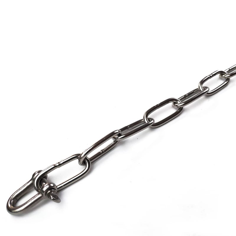 JENSWILL 1/8 inch (3mm) -6.5ft(Length) Stainless Steel 304 Chain,Metal Chain Utility Chain Heavy Duty Chain for Guardrail, Swing, Lifting, Trailer,Pet,Hanging Clothes with 2 Shackles - Image 5